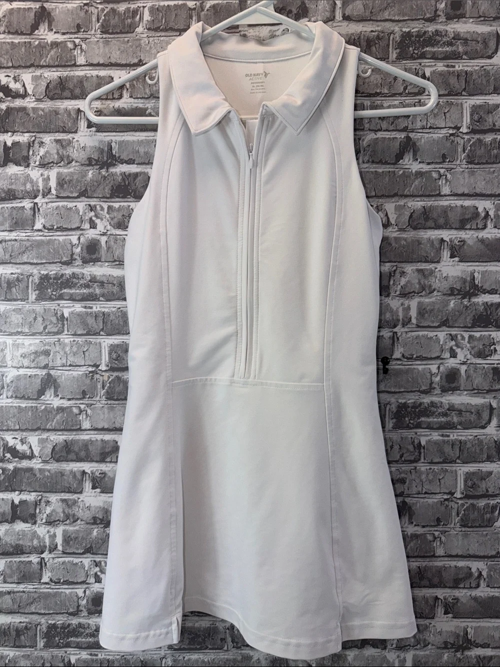 Girls Old Navy White Sleeveless Zip-Front Athletic Mini Dress